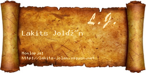 Lakits Jolán névjegykártya