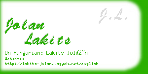 jolan lakits business card